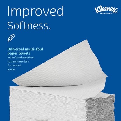 Kleenex Professional Universal Multifold Paper Towels, Bulk (02046), Absorbency Pockets, 9.2" x 9.4" Towel, White (150 Sheets/Pack, 8 Packs/Case, 1,200 Sheet Total) Kleenex