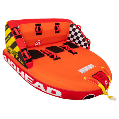 Airhead Super Mable, 1-3 Rider - Inflatable Towable Tube for Boating and Water Sports, Heavy Duty Full Nylon Cover & Zipper with EVA Foam Padding, Easy Inflating & Deflating Airhead