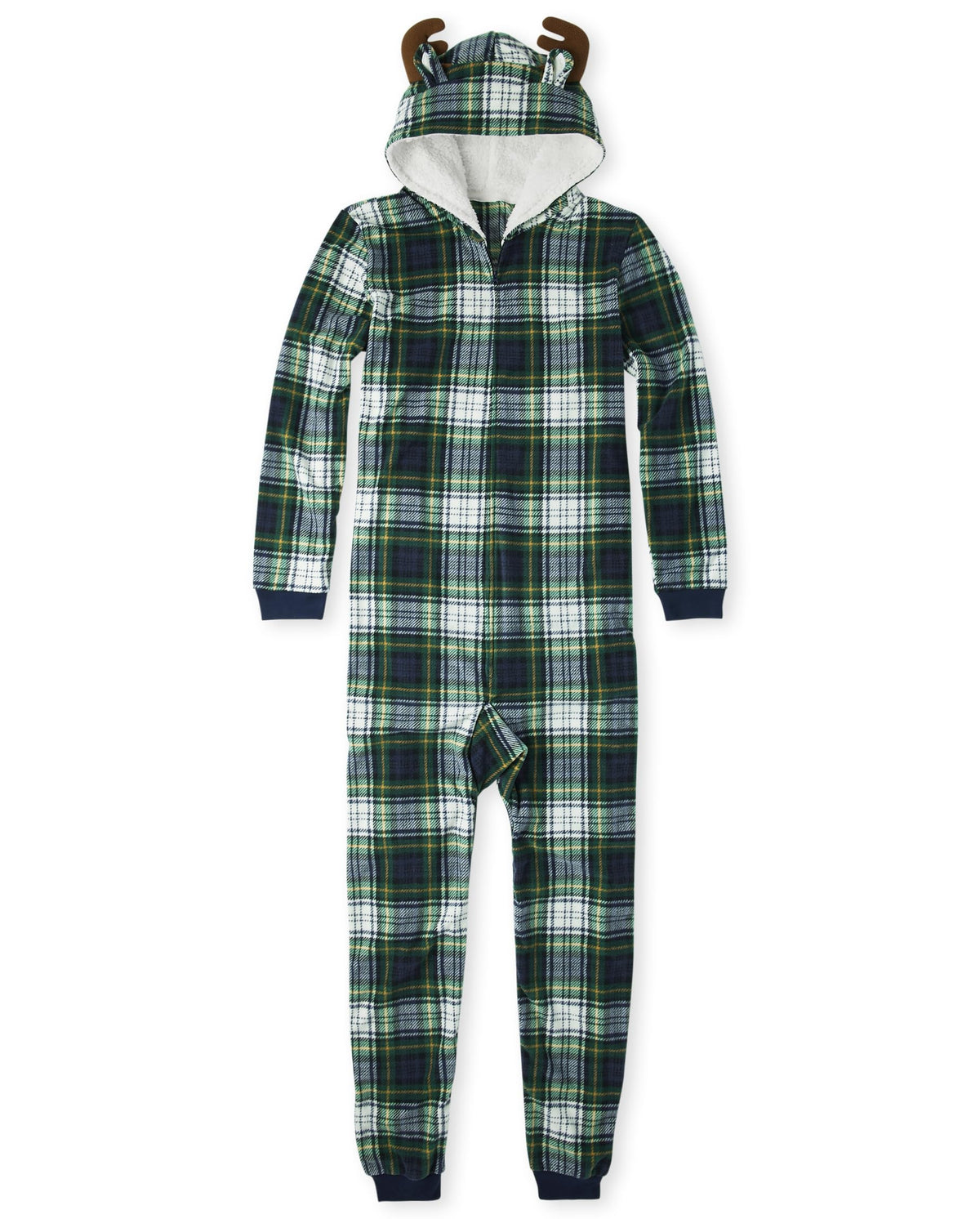 The Children's Place Kids' Baby/Toddler One Piece Matching Family, Halloween Skeleton Pajamas, Fleece, Moose Plaid, Medium (Adult)
