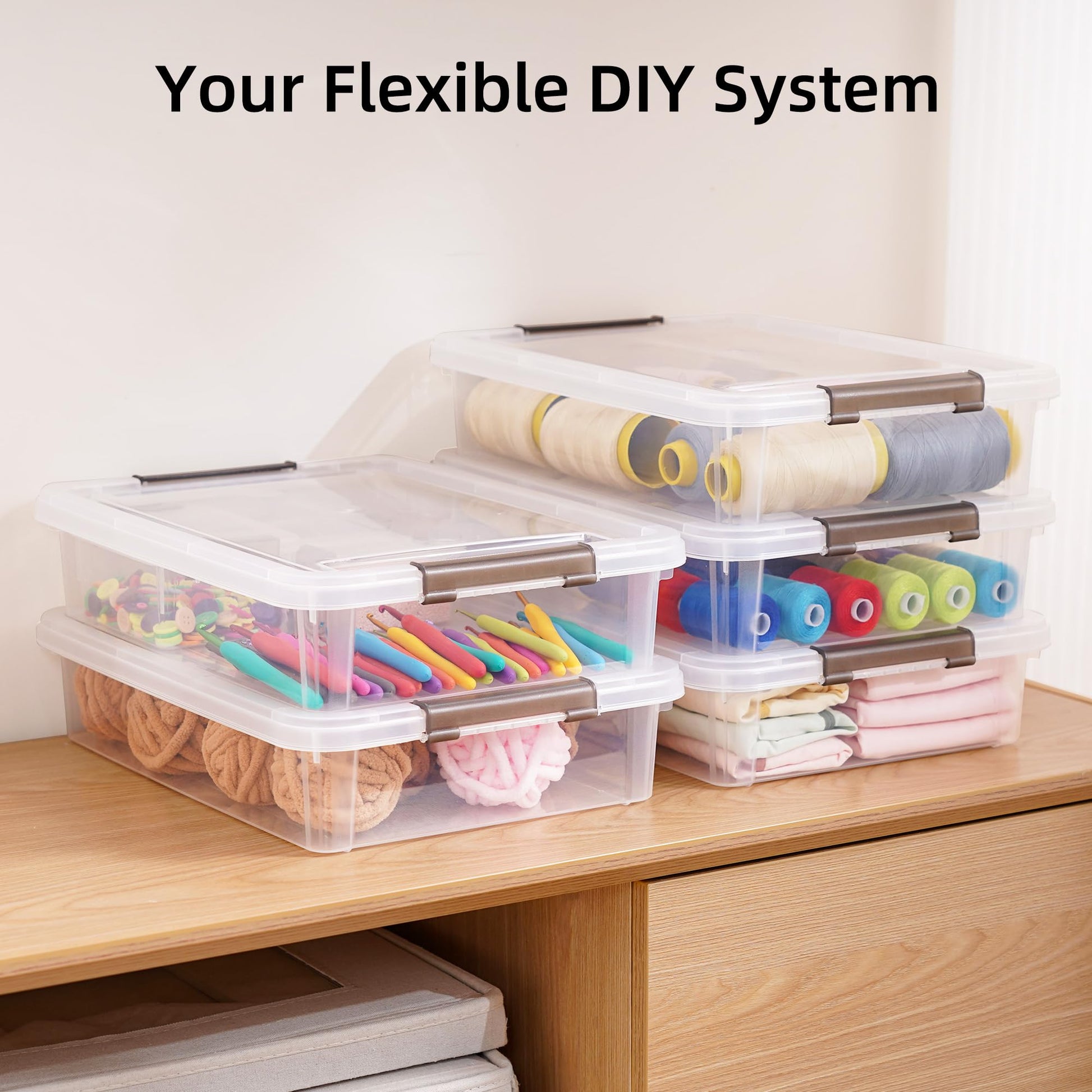 Citylife 3 PCS Plastic Storage Bins with Latching Lids Clear File Box Portable Storage Containers for Organizing A4 Paper, Document, Scrapbook, 14.65" x 10.43" x 2.87" - Available at All In One Marketplace Canada