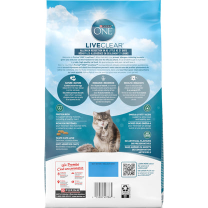 Purina ONE LiveClear Dry Cat Food, Allergen Reducing with Chicken 1.36kg