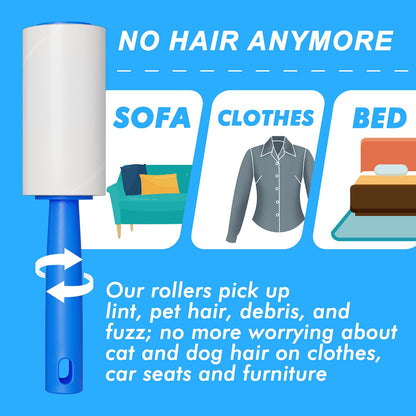 Lint Rollers for Pet Hair Extra Sticky, 800 Sheets (8 Rollers) Mega Value Set Lint Roller with 2 Upgraded Handles, Pet Hair Removal Tool for Clothes, Furniture, Carpet, Dog & Cat Hair Remover - Available at All In One Marketplace Canada