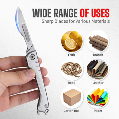 Pocket Utility Knife, EDC Keychain Folding Utility Knife with Bottle Opener - Box Cutter, Stocking Stuffers for Men, Gifts for Men Christmas - Camping Essential for Outdoor, Extra 5 Quick-Change Blade 🍁 All In One Marketplace Canada