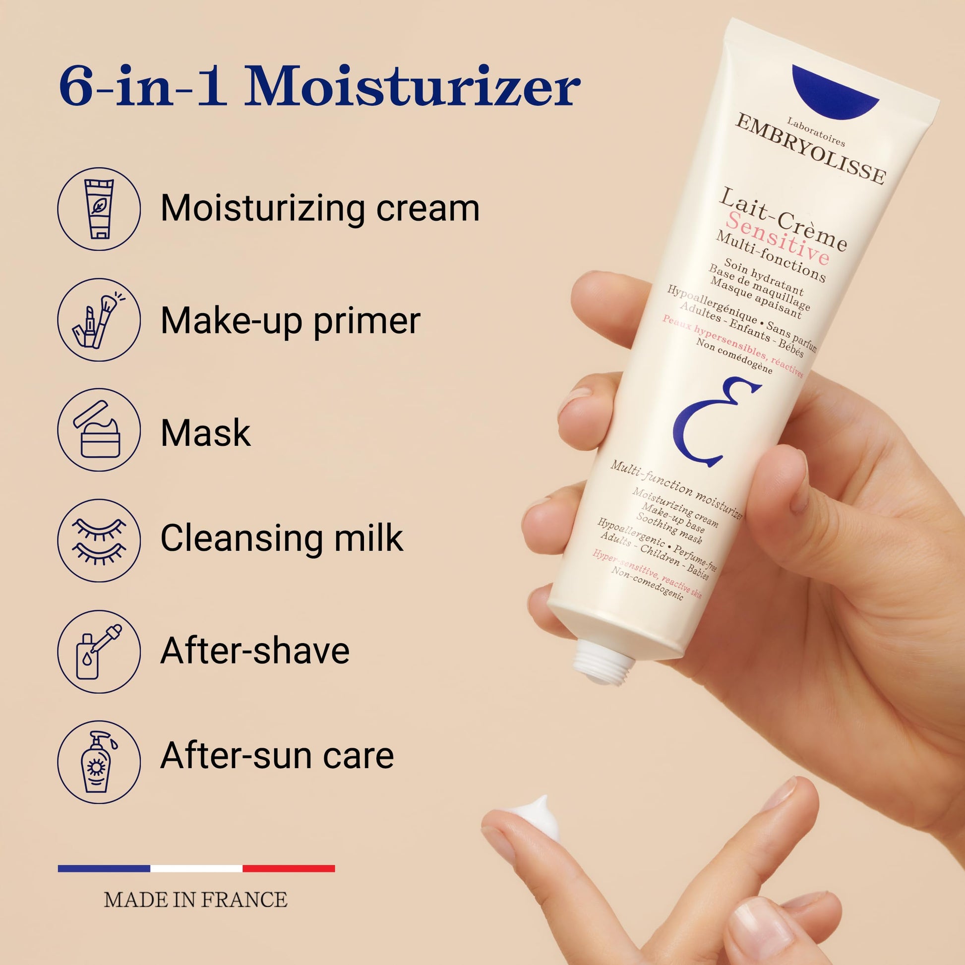 Embryolisse Lait Crème Sensitive Moisturizer. Hypoallergenic Face & Body Cream for All Skin Types With Aloe Vera & Shea Butter. Fragrance-Free & Suitable for Sensitive Skin - 30ml Embryolisse