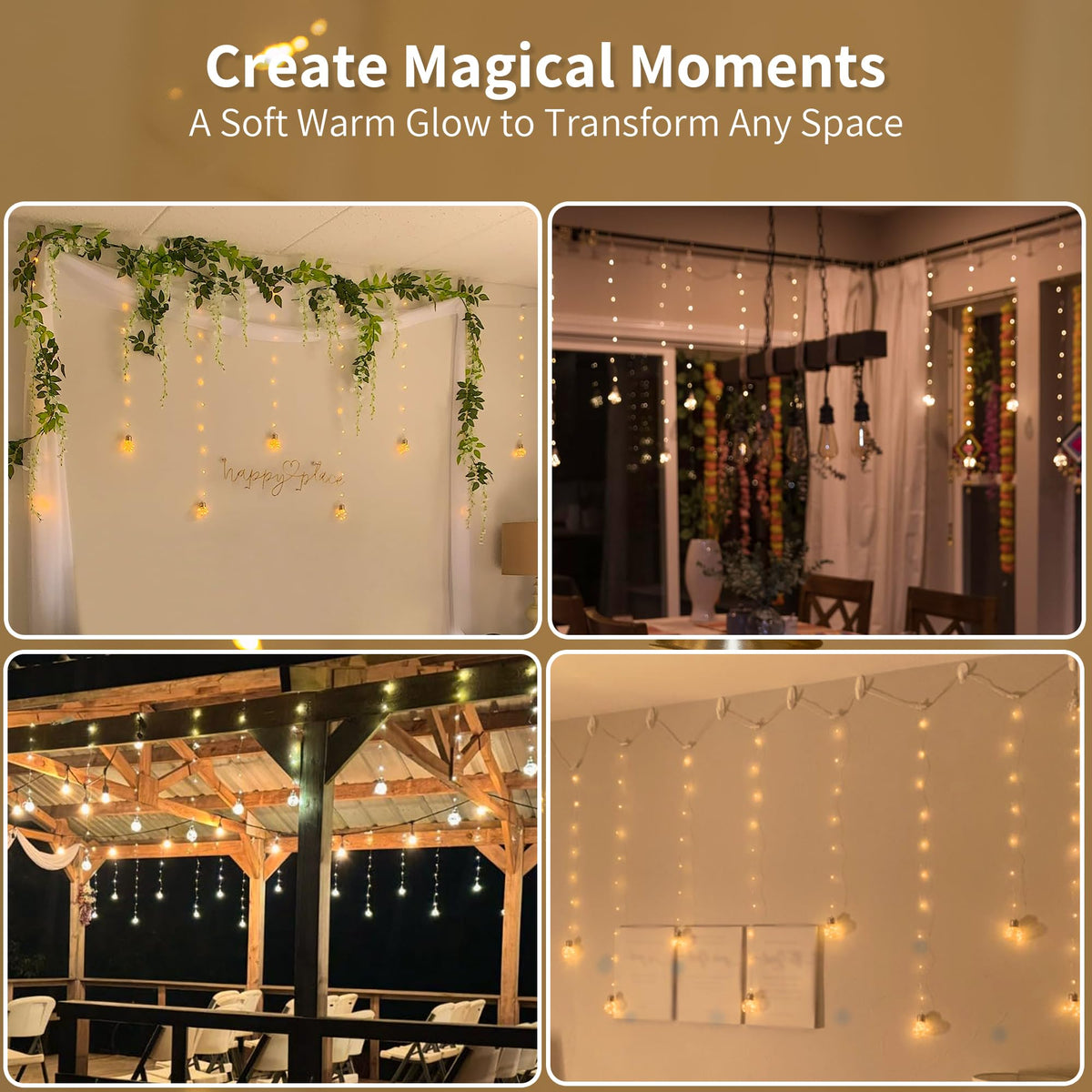 YOLIGHT Wish Ball Curtain Lights 200 LED Window Curtain String Lights with Remote, USB Battery Operated Twinkle Globe Fairy Lights for Bedroom Wedding Party Christmas Decoration (Warm White) 🍁 All In One Marketplace Canada