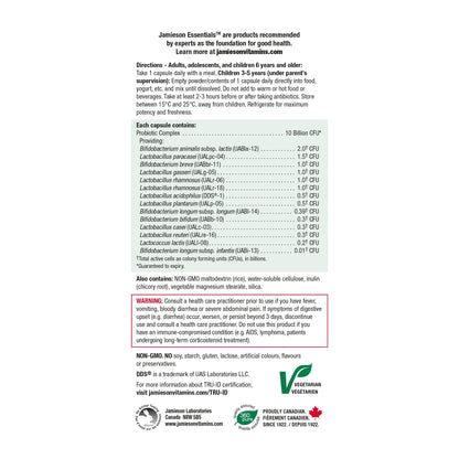 Jamieson Probiotic 10 Billion CFU, 60 Veggie Capsules, Daily Maintenance, Intestinal & Digestive Health. 14 Unique Strains to Improve Microbial Diversity, Bifidobacterium and Lactobacillus, Non-GMO