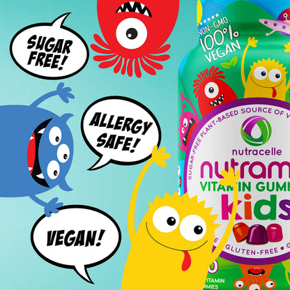 CANADIAN NUTRAMIN Children's Daily Vegan Multivitamin Gummies Vitamin C, D2 & Zinc for Immunity, Plant-Based, Sugar-Free, Nut-Free, Gluten-Free with Biotin, Vitamin A, B, B6, B12 +More 90 Ct (45 Day Supply) - Available at All In One Marketplace Canada