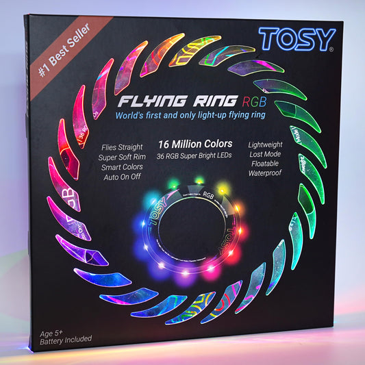 TOSY Flying Ring - 36 RGB Multicolor LEDs, Super Bright, Lost Mode, Auto Light Up, Birthday Gift for Kid/Teen/Boy/Girl, Safe, Waterproof, Pool/Beach/Camping Toy