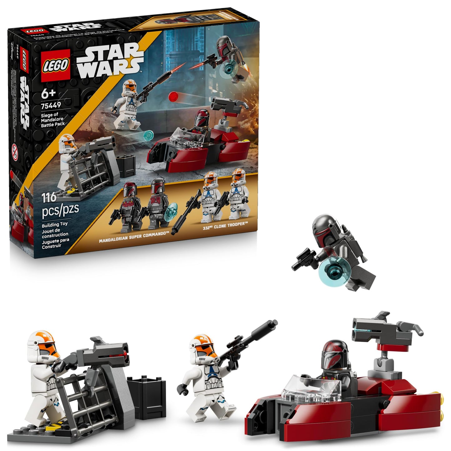 LEGO Star Wars Siege of Mandalore Battle Pack Building Toy for Boys & Girls - The Mandalorian Pretend Play Set W/4 Character Minifigures for Kids & Fans, Ages 6+ - Gift Idea for Birthdays - 75449 LEGO