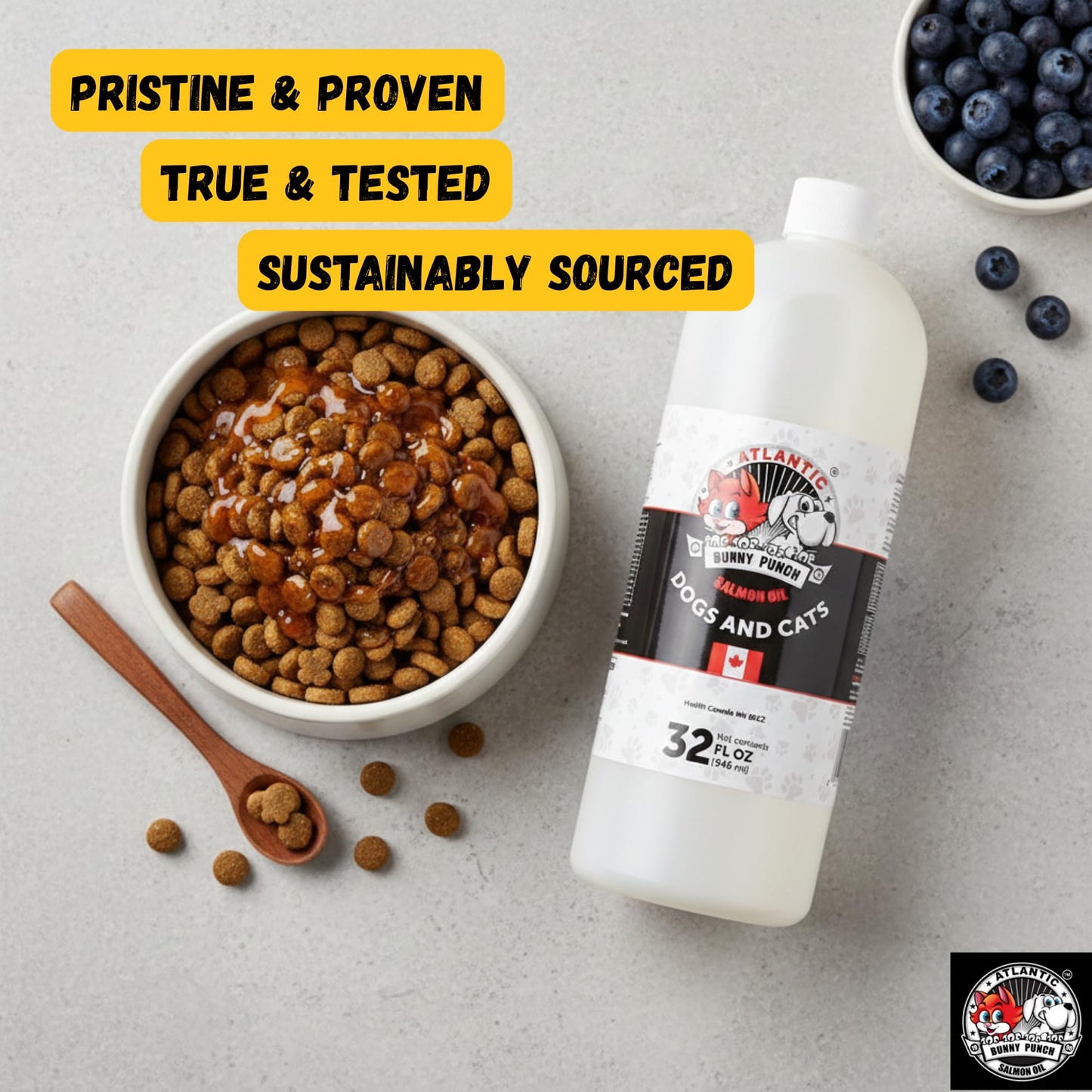 Bunny Punch Pure Atlantic Salmon Oil for Dogs & Cats - Liquid Food Topper - 32 oz - Available at All In One Marketplace Canada