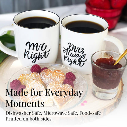 Triple Gifffted Mr Right and Mrs Always Right Coffee Mugs Gift Set, 380 ml 🍁 All In One Marketplace Canada