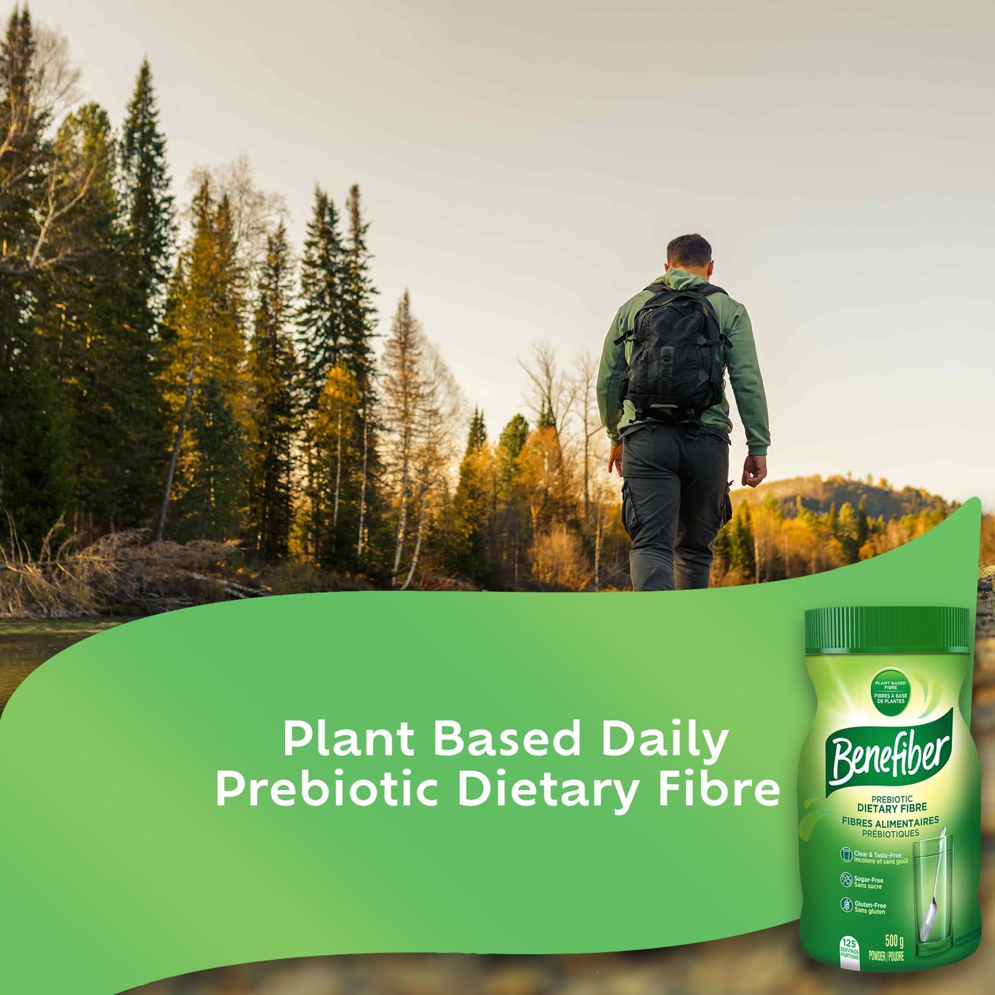 Benefiber Prebiotic Fibre Supplement Powder, Promotes Good Gut Health, Unflavoured & Completely Clear, Dissolves in Drinks & Food, Plant‑Based, Sugar‑Free, Gluten‑Free, Non-GMO, Daily Soluable Fibre Supplement, 125 Servings (500 g) - Available at All In One Marketplace Canada