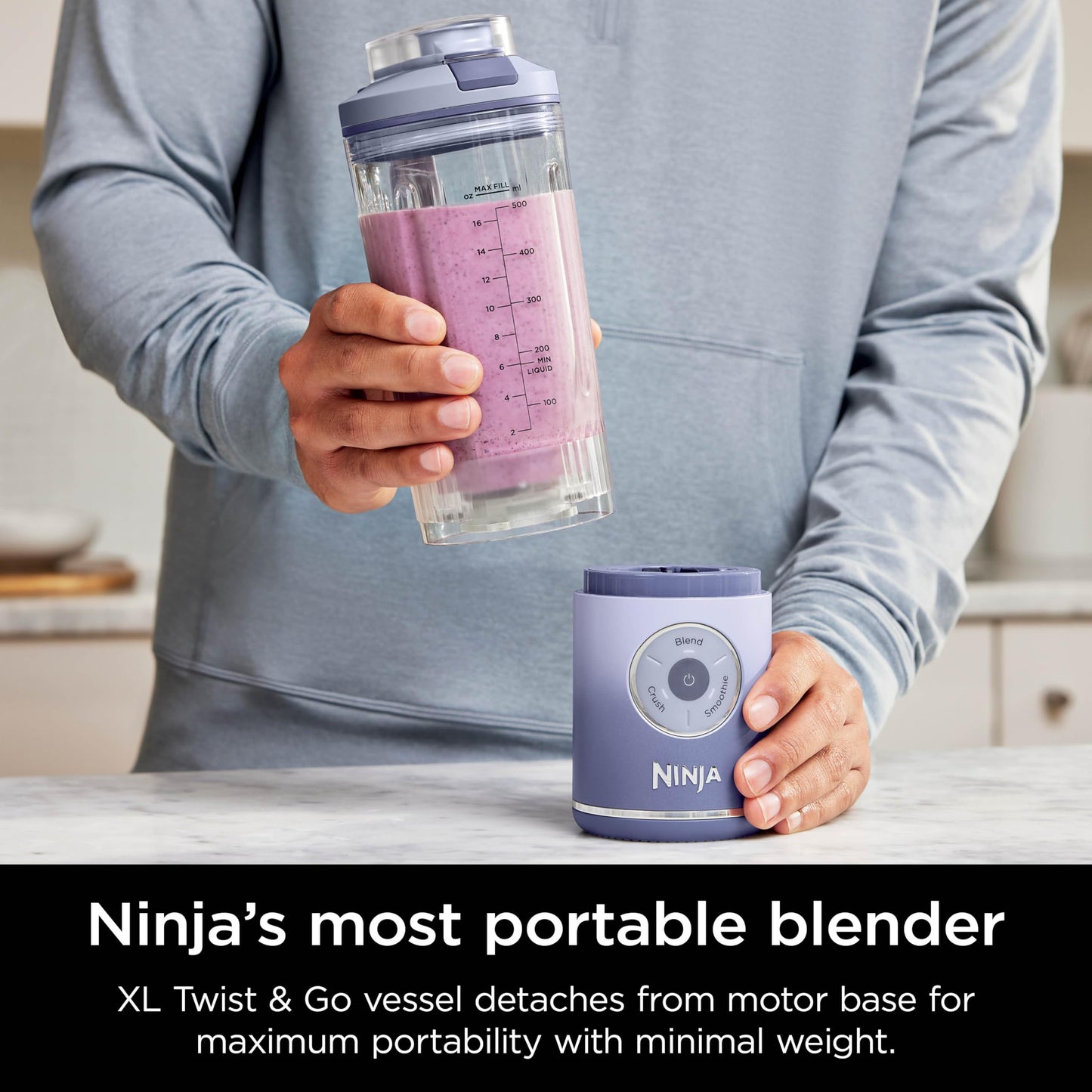 Ninja Blender, Blast Max, Cordless, Personal Blender for Smoothies, Frozen Drinks, Ice Crush, 22 oz. Removable Vessel, Leakproof Lid, BPA-Free, Dishwasher Safe, Auto-iQ Technology, Lavender, BC251CLD - Available at All In One Marketplace Canada