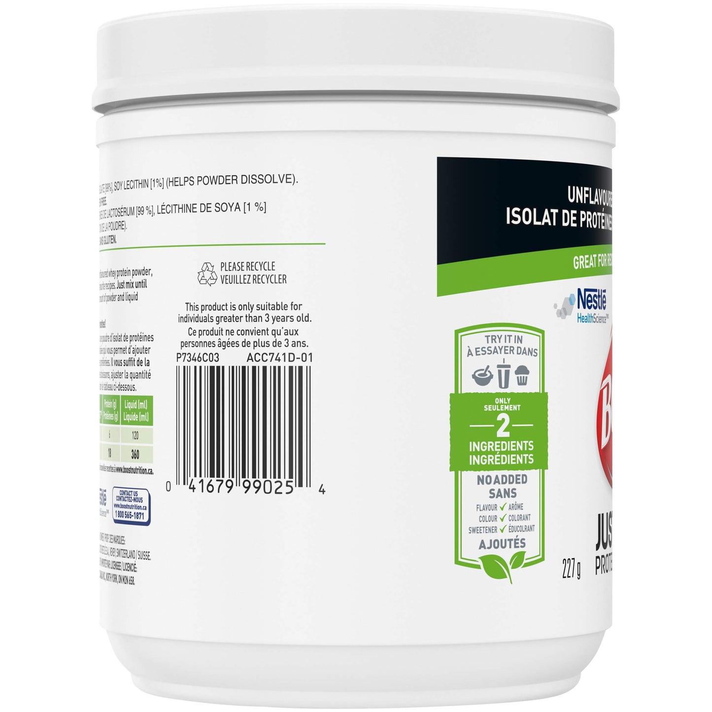 Boost JUST Protein Unflavoured Instant Whey Protein Isolate Powder, 227 Grams (Pack of 1) - Packaging May Vary Boost