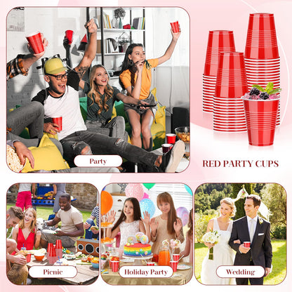 100 Pcs 9 Oz Red Plastic Cups, Disposable Party Cold Hot Drinking Bulk Cups 🍁 All In One Marketplace Canada