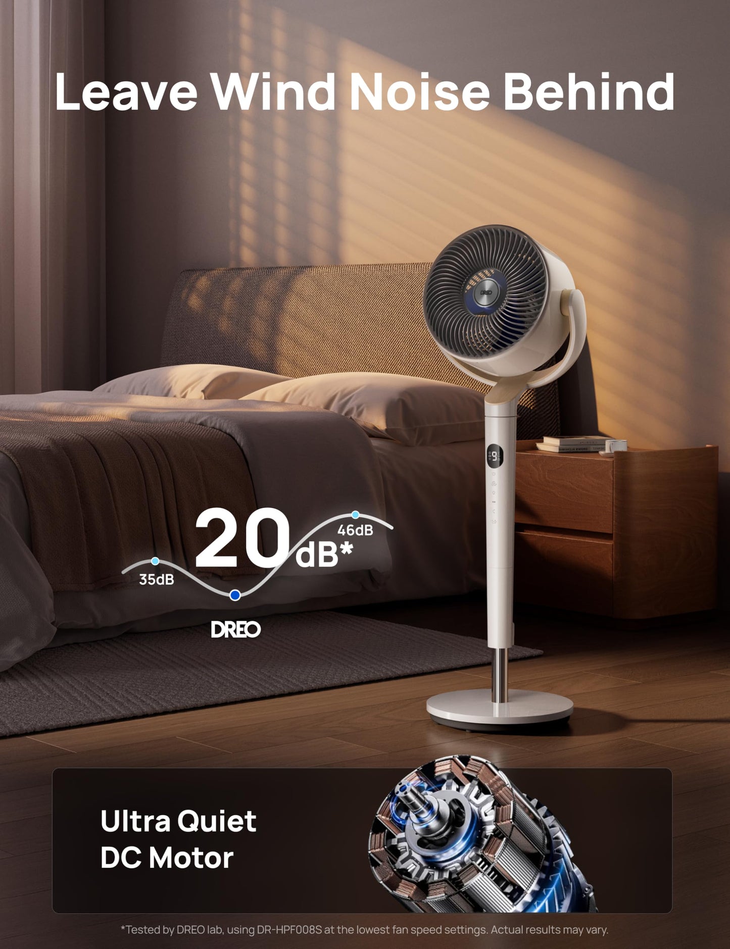 DREO Smart Fan for Bedroom, 120° +120° Omni-Directional Oscillating Fans, 90ft Quiet Pedestal Fan with RGB Light, 9 Speeds, 6 Modes, 20dB, 8H Timer, Wi-Fi/Voice/Alexa, 37-42" Floor Fans with Remote 🍁 All In One Marketplace Canada
