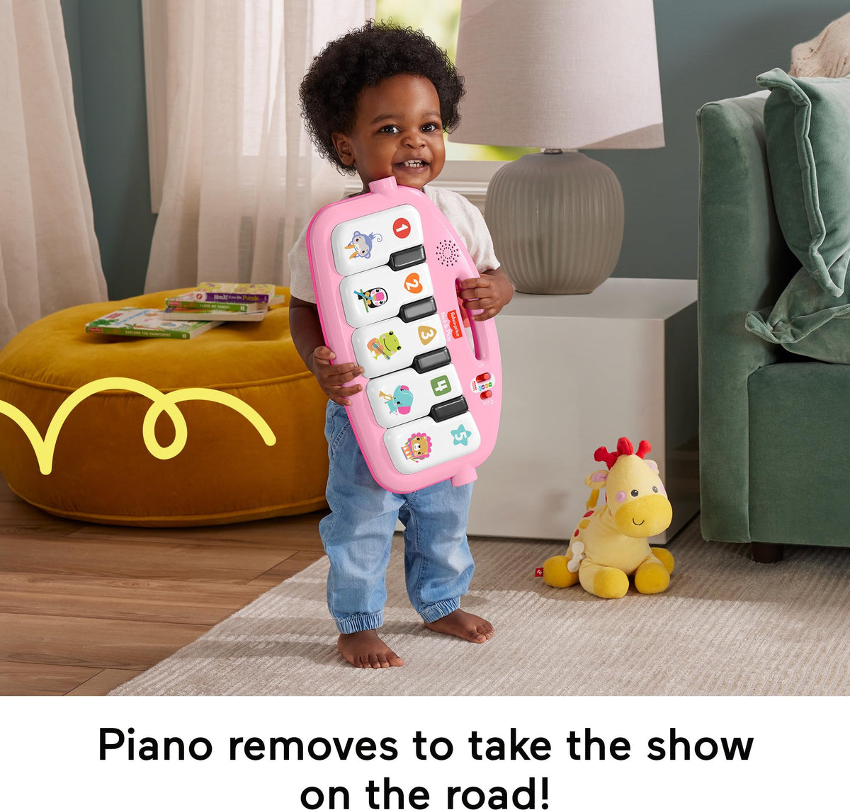 Fisher-Price Glow and Grow Kick & Play Piano Gym, Pink, Ages 0+ Months