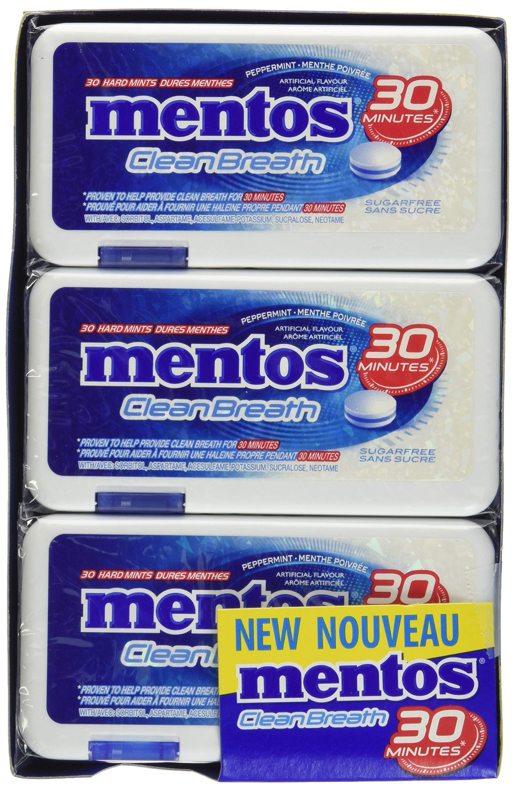 Mentos Clean Breath Peppermint Mints - 12 Pack (360 Pieces)