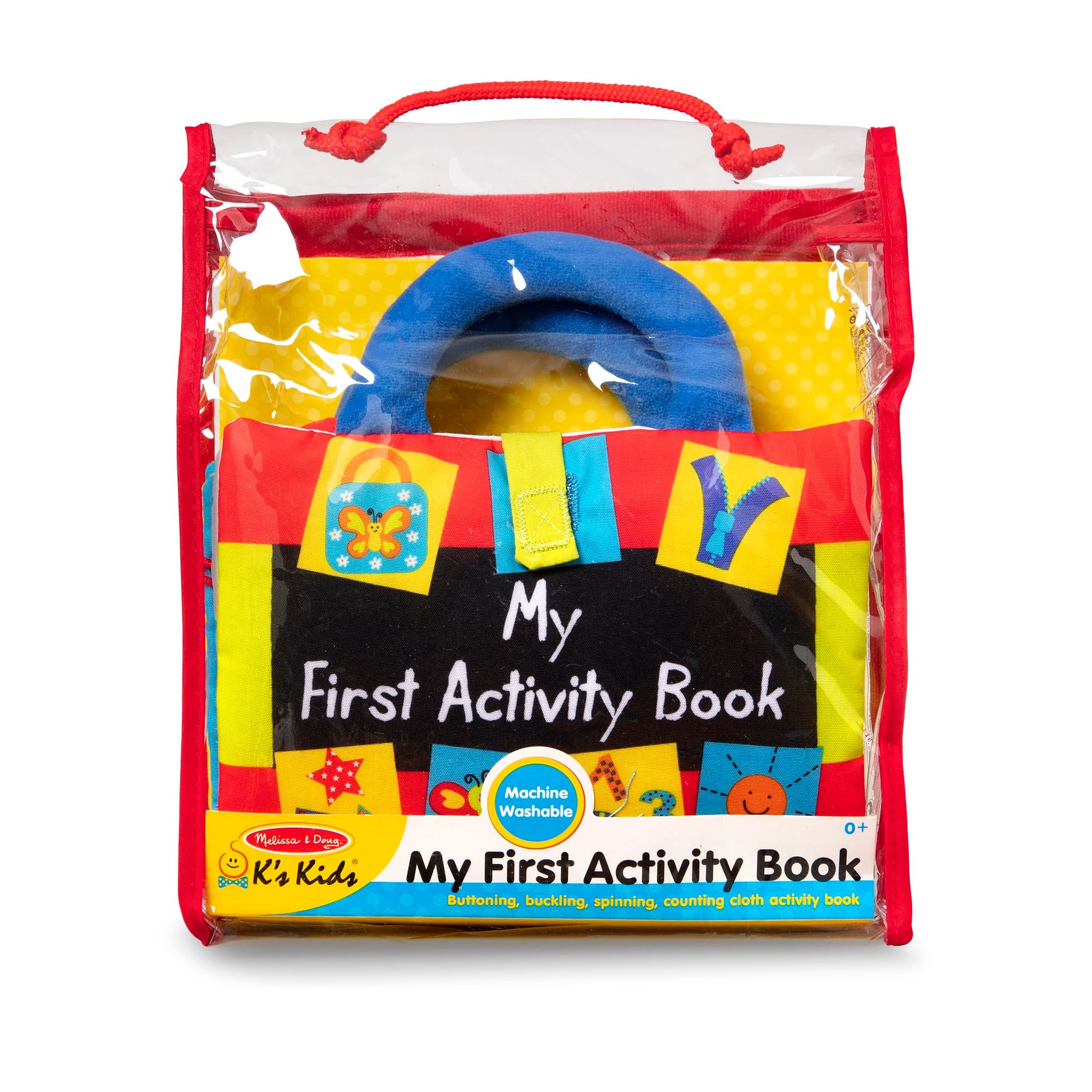 Melissa & Doug K’s Kids My First Activity Book, Soft Cloth Baby Book with Infant Toys—Puppets, Crinkles, Buttons, Buckles & Clock, Machine Washable Montessori Baby Toys for Kids 0–24 Months Melissa & Doug