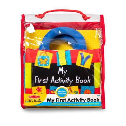 Melissa & Doug K’s Kids My First Activity Book, Soft Cloth Baby Book with Infant Toys—Puppets, Crinkles, Buttons, Buckles & Clock, Machine Washable Montessori Baby Toys for Kids 0–24 Months Melissa & Doug