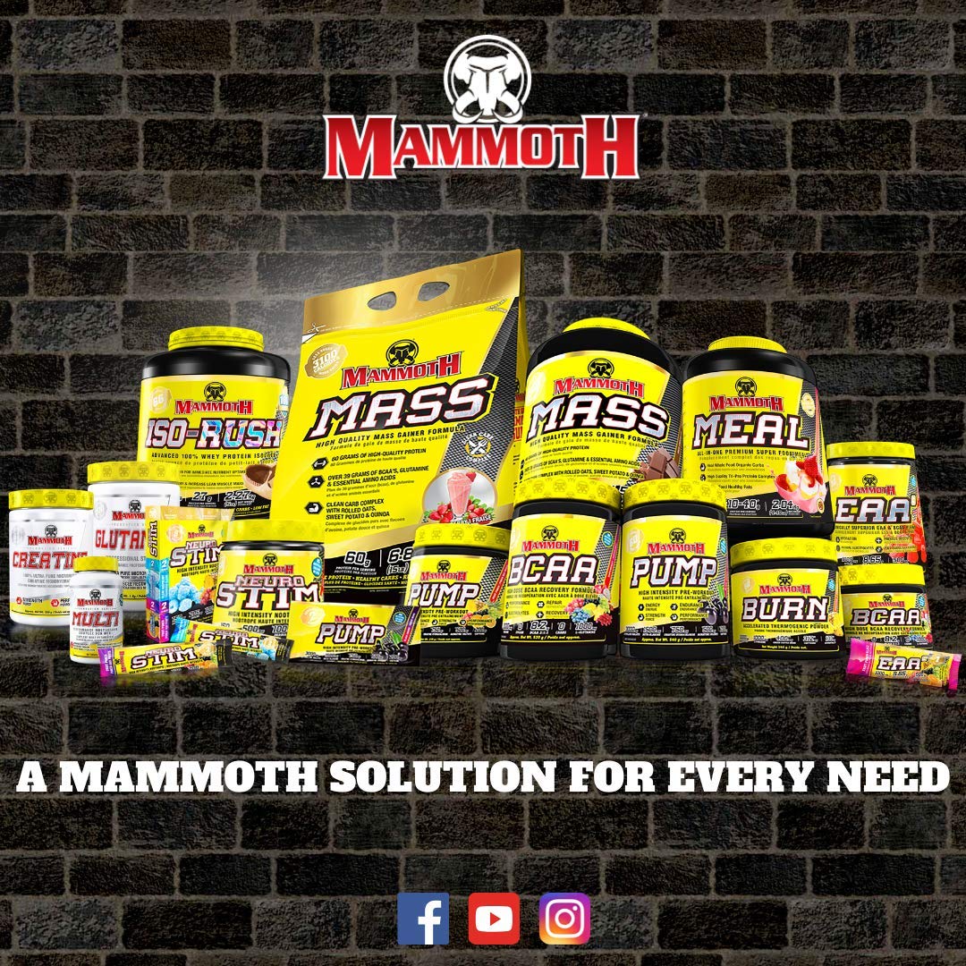 MAMMOTH MASS Weight Gainer Protein Powder - High Calorie Muscle Building Shake, Vanilla, 15 lb