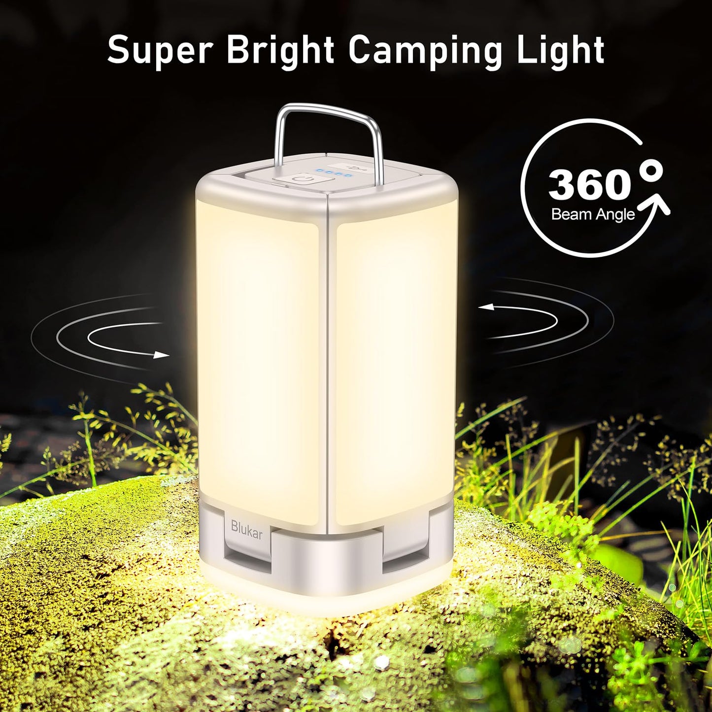 Blukar 116 LED Camping Lantern Rechargeable, 2000L Super Bright Camping Lights Lamp,7 Light Modes, 4800mAh Long Battery Life,90°Adjustable Outdoor Hanging Tent Accessories for Hiking Emergency Fishing