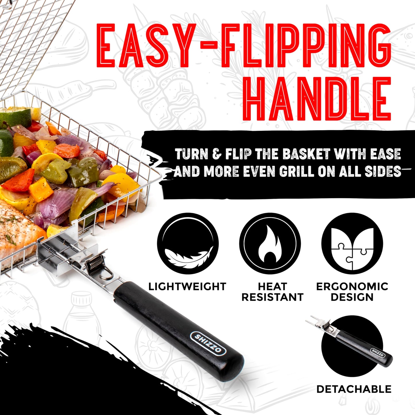 SHIZZO Grill Basket Value Set, Barbecue BBQ Grilling Basket , Stainless Steel Large Folding Grilling baskets With Handle, Portable Outdoor Camping BBQ Rack for Fish, Shrimp, Vegetables, Barbeque Griller Cooking Accessories, Gift, Gifts for father, dad, hu - Available at All In One Marketplace Canada