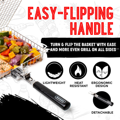 SHIZZO Grill Basket Value Set, Barbecue BBQ Grilling Basket , Stainless Steel Large Folding Grilling baskets With Handle, Portable Outdoor Camping BBQ Rack for Fish, Shrimp, Vegetables, Barbeque Griller Cooking Accessories, Gift, Gifts for father, dad, hu - Available at All In One Marketplace Canada