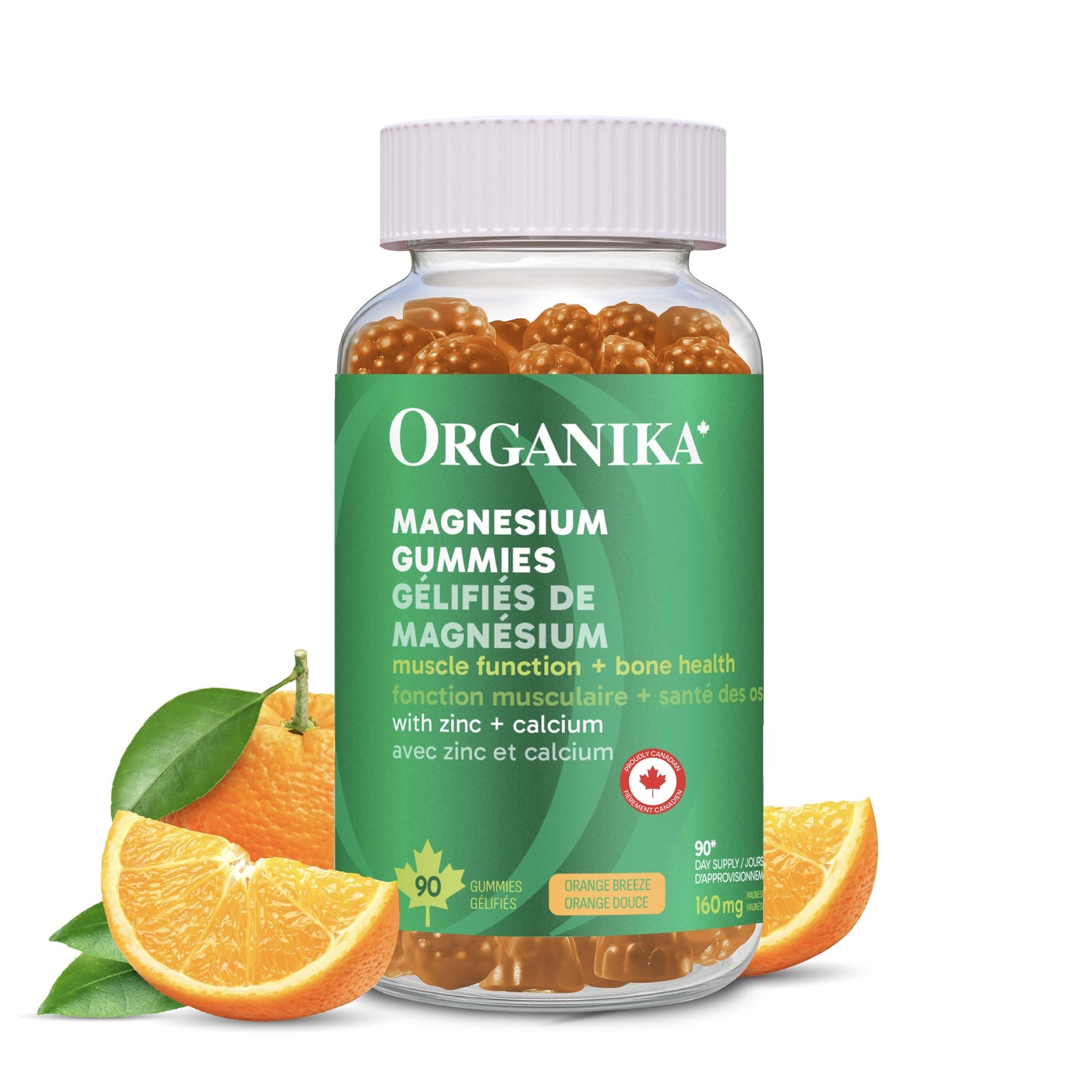 Organika Magnesium Gummies with Zinc & Calcium – Muscle Function, Bone & Heart Health Support, Stress & Energy Metabolism – Easy to Chew, Natural Orange Flavour - 90 gummies Organika