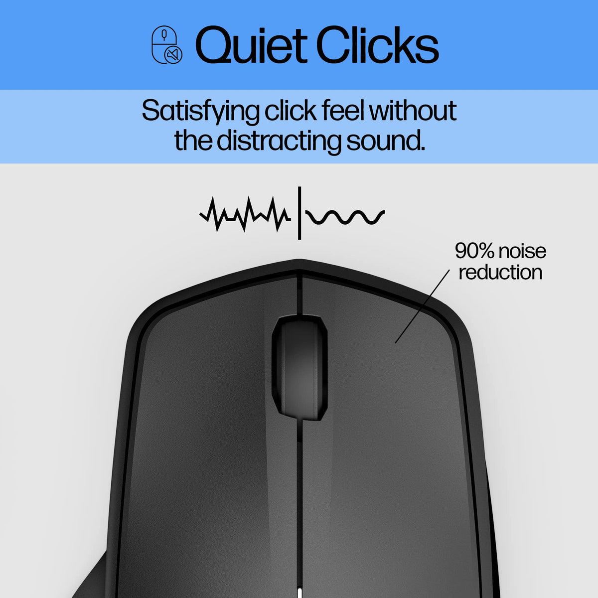 HP 280 Silent Wireless Mouse - Ergonomic, Right-Handed Design - 2.4GHz USB Wireless Connection - Multi-Surface Technology, 1600 DPI Optical Sensor - Win, Chrome, Mac OS - Up to 18-Month Battery Life