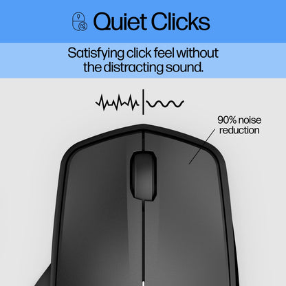 HP 280 Silent Wireless Mouse - Ergonomic, Right-Handed Design - 2.4GHz USB Wireless Connection - Multi-Surface Technology, 1600 DPI Optical Sensor - Win, Chrome, Mac OS - Up to 18-Month Battery Life