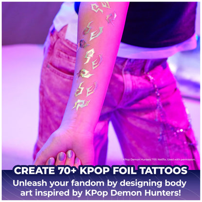 Cool Maker KPop Demon Hunters HUNTR/X Shimmer Foil Tattoos, Ages 7+