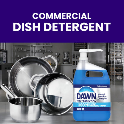 Dawn Professional Manual Pot and Pan Detergent, Bulk Liquid Dish Soap For Commercial Kitchens, For Everyday Grease in 3-Comp Sinks, 2 count (3.78 L Each) with 1 Pump