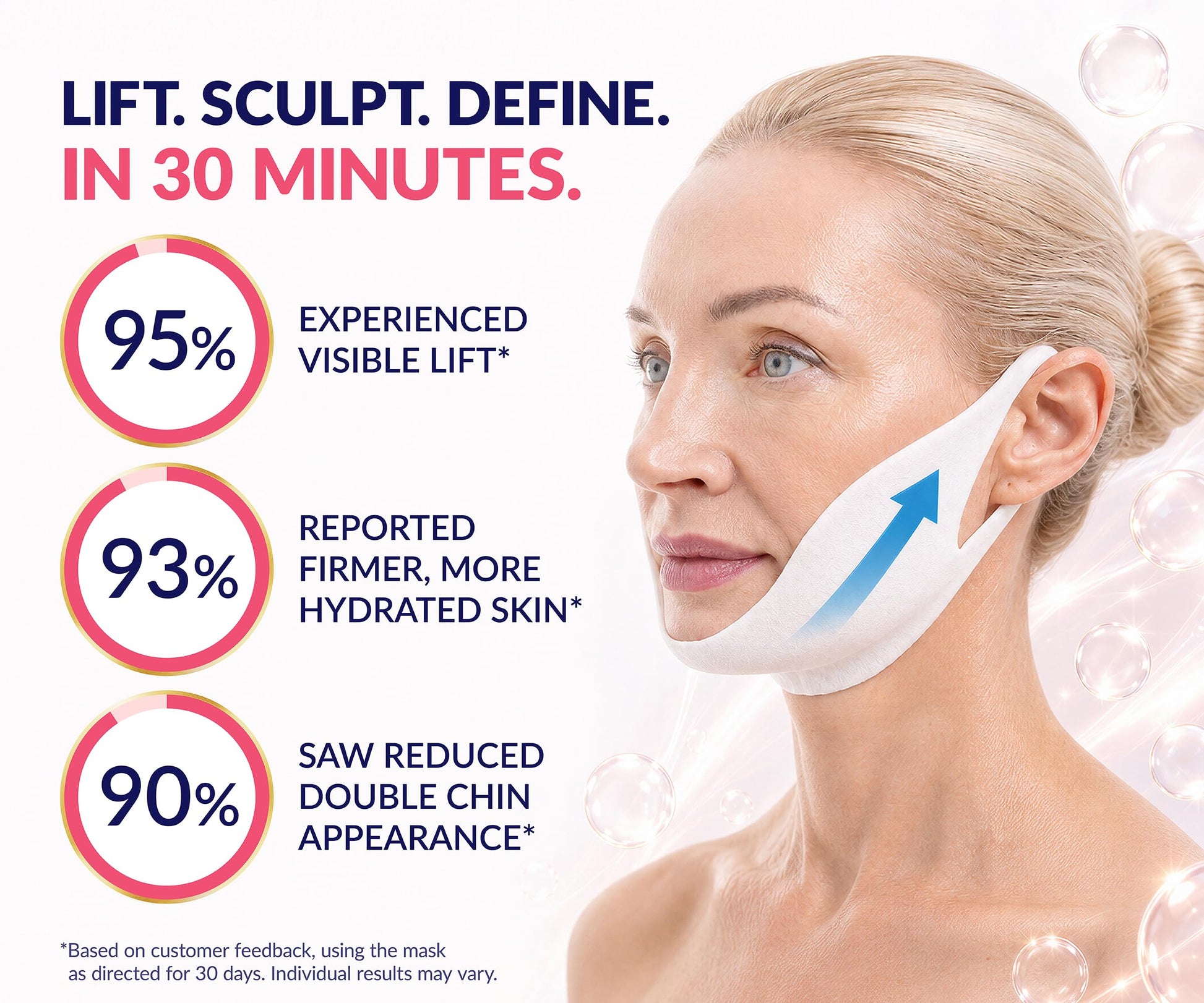 Stylia V Line Lifting Collagen Face Mask - Lift, Firm & Contour Jawline - Double Chin Strap with Hyaluronic Acid & Aloe Vera - Hydrating Neck & Face Tightening Mask - Chin Strap for Sleeping 10PC - Available at All In One Marketplace Canada