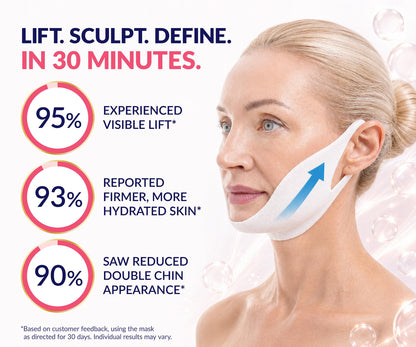 Stylia V Line Lifting Collagen Face Mask - Lift, Firm & Contour Jawline - Double Chin Strap with Hyaluronic Acid & Aloe Vera - Hydrating Neck & Face Tightening Mask - Chin Strap for Sleeping 10PC - Available at All In One Marketplace Canada