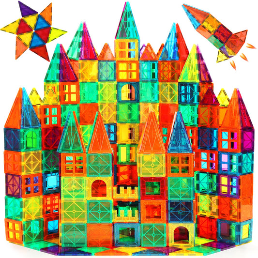 Magnetic Tiles, 110PCS Magnet Building Set, Magnetic Building Blocks,Construction STEM Toys for Kids, Gift for Boys Girls