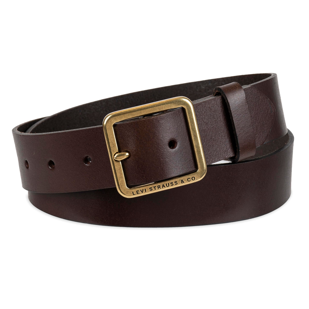 Levi's Women's Slim Casual Leather Jean Belt with Square Center Bar Buckle (Regular and Plus Sizes), Brown Elevated, Medium