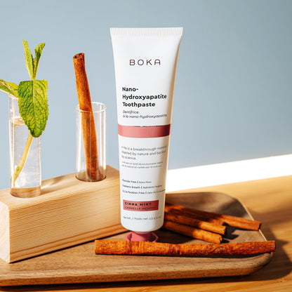Boka Fluoride Free Toothpaste, Nano Hydroxyapatite Toothpaste, Appropriate for Sensitive Teeth - for Adult Oral Care - Cinnamon Mint Flavor, 4 Fl Oz (113g) 1Pk
