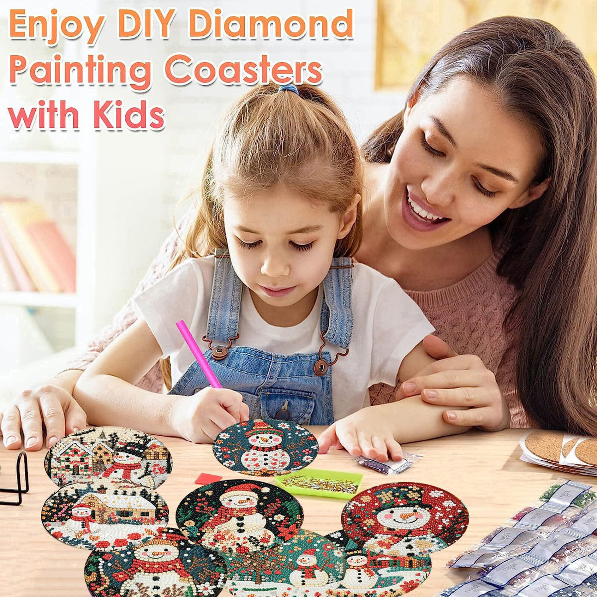 8 PCS Diamond Art Coasters Christmas Snowman 🍁 All In One Marketplace Canada