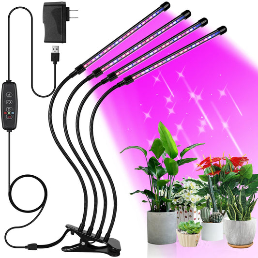 Sondiko LED Grow Light, Full Spectrum Plant Lights for Indoor Plants with Auto On Off 3/9/12H Timer, 10 Dimmable Levels, Adjustable Gooseneck, 3 Switch Modes