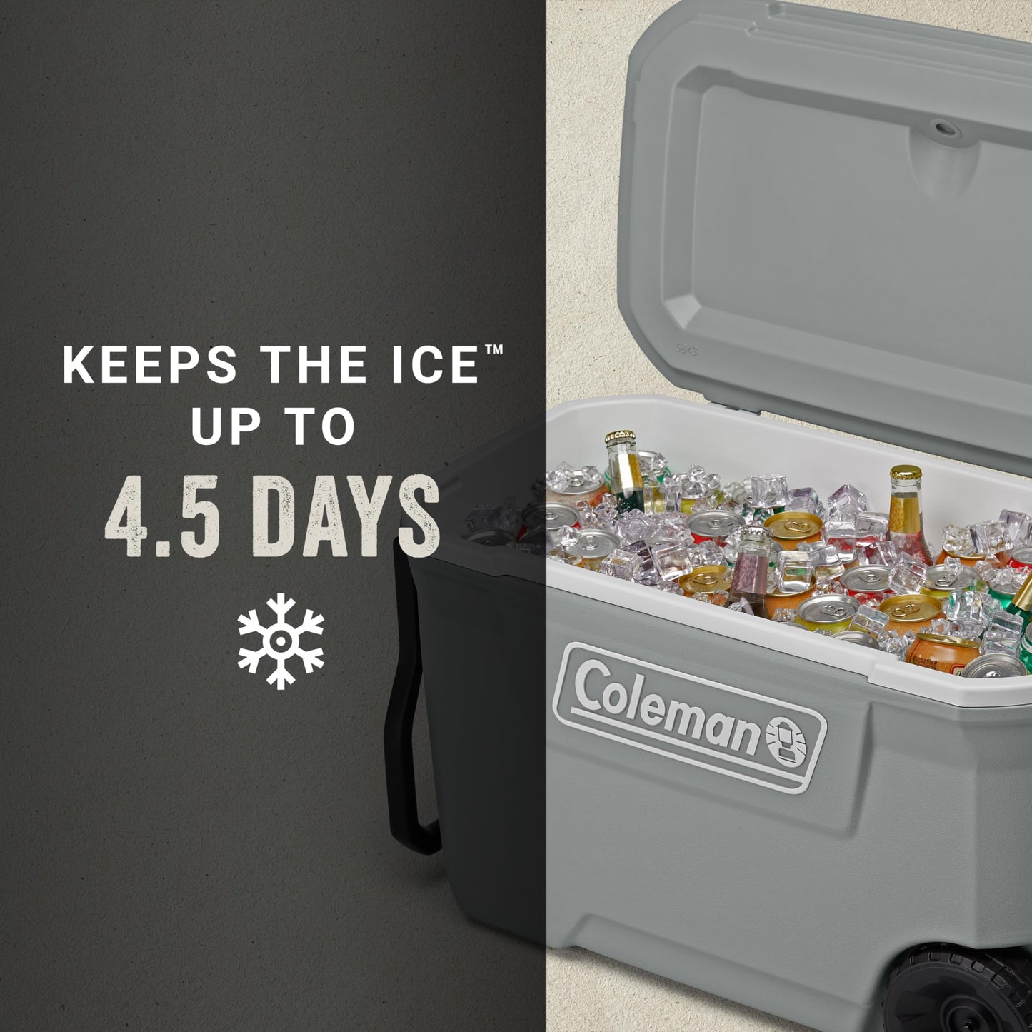 Coleman Classic Series 62-Qt Insulated Portable Cooler w/Heavy Duty Wheels, 58L Leak-Proof Wheeled Cooler w/ 101 Can Capacity, Keeps Ice for up to 5 Days, Great for Beach, Camping, Sports - Available at All In One Marketplace Canada