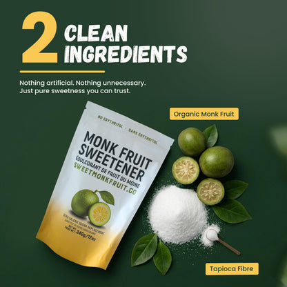 SweetMonkFruit Pure Monk Fruit Sweetener - No Erythritol, Zero Calorie, Keto-Friendly, 340g