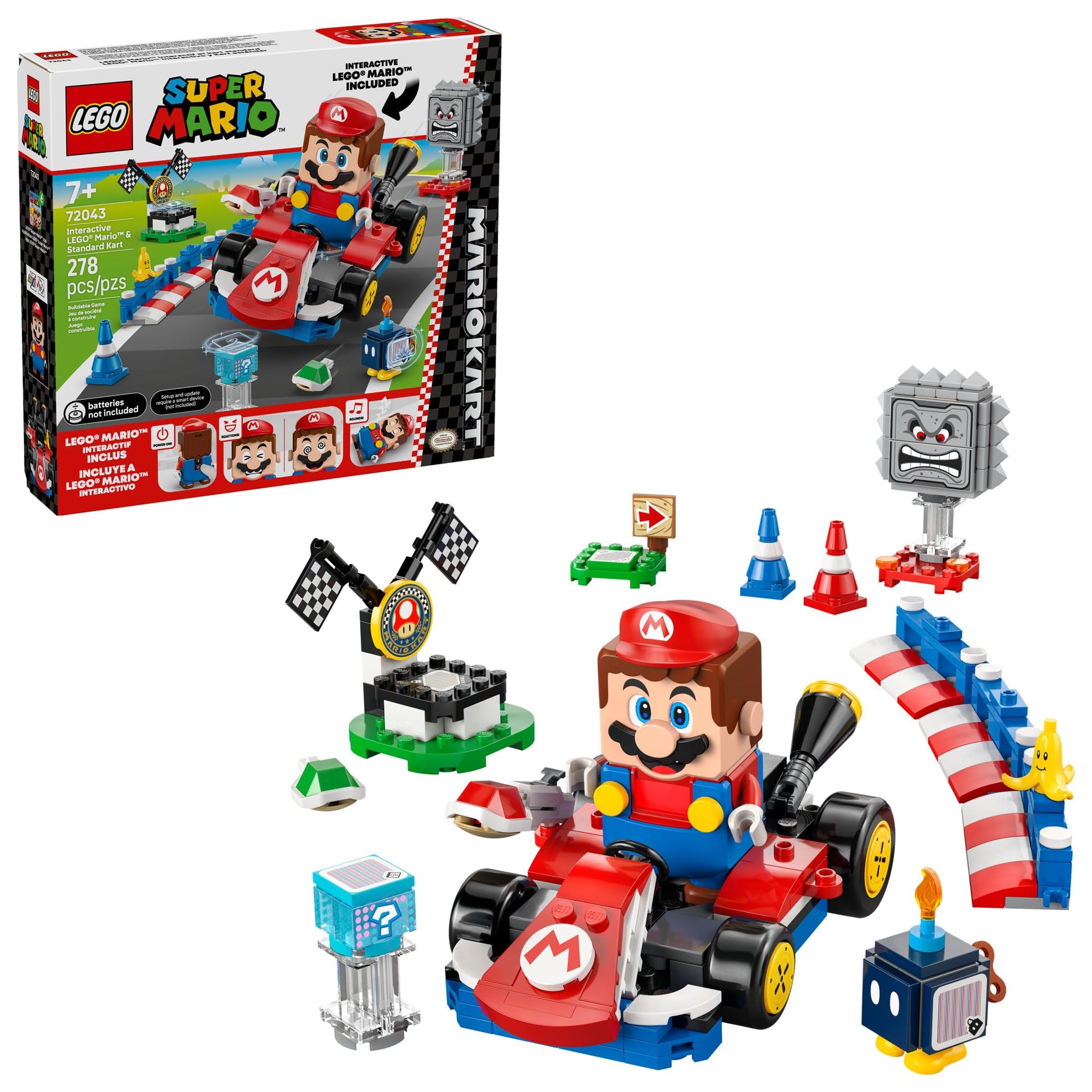 LEGO Super Mario: Mario Kart – Interactive LEGO Mario & Standard Kart Building Toy - Pretend Play Racing Playset for Boys & Girls, Ages 7+ - Kids Birthday Gift Idea - 72043 LEGO
