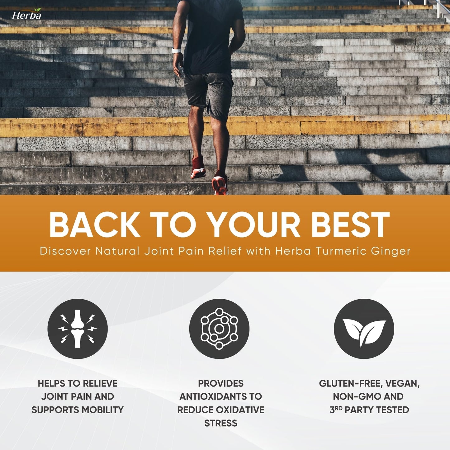 Herba Turmeric Supplements for Inflammation with Black Pepper and Ginger - 180 Capsules | 5,555mg Equiv. with 95% Turmeric Curcumin Supplements with Black Pepper | Joint Pain Relief | Made in Canada - Available at All In One Marketplace Canada