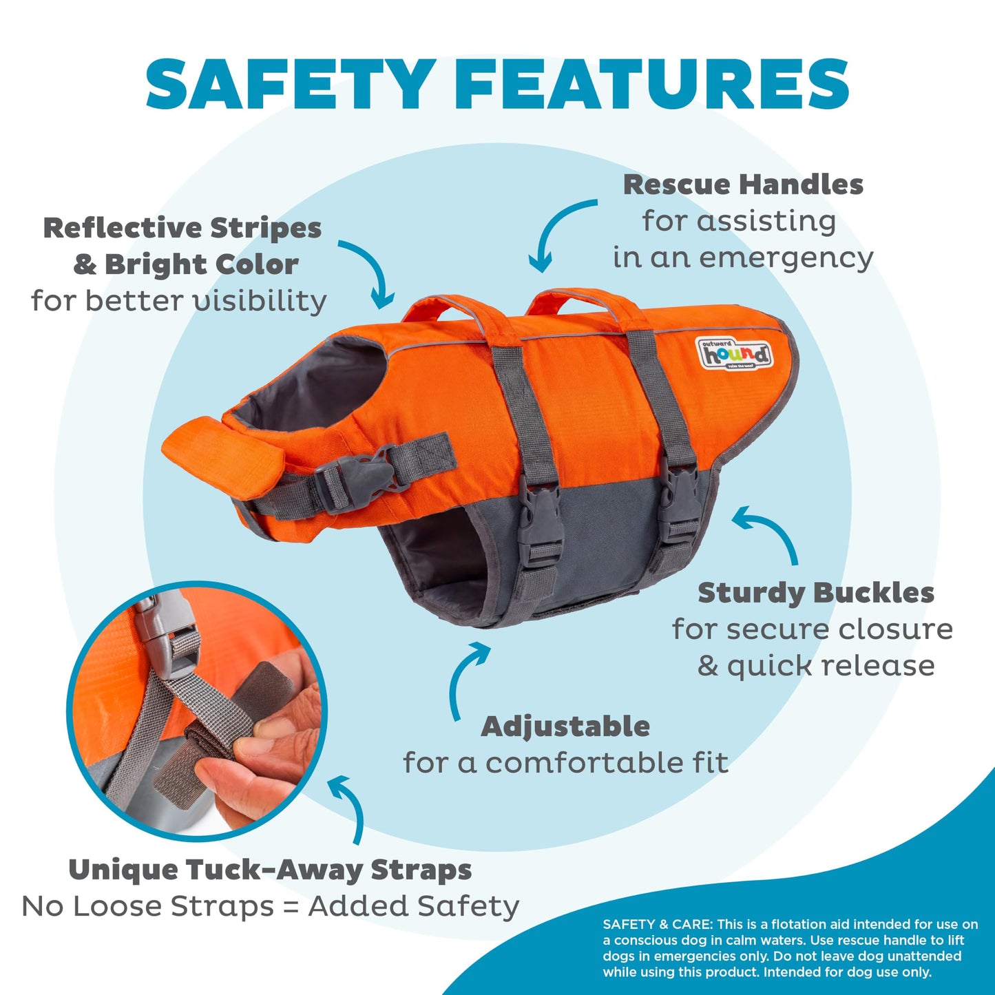 Outward Hound Granby Splash Dog Life Jacket with Handle, Reflective Floating Vest for Swimming & Boating, Maximum Buoyancy, All Skill Levels, Extra-Large Dogs (33–44" Girth), Orange, X-Large 🍁 All In One Marketplace Canada