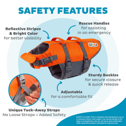Outward Hound Granby Splash Dog Life Jacket with Handle, Reflective Floating Vest for Swimming & Boating, Maximum Buoyancy, All Skill Levels, Extra-Large Dogs (33–44" Girth), Orange, X-Large 🍁 All In One Marketplace Canada