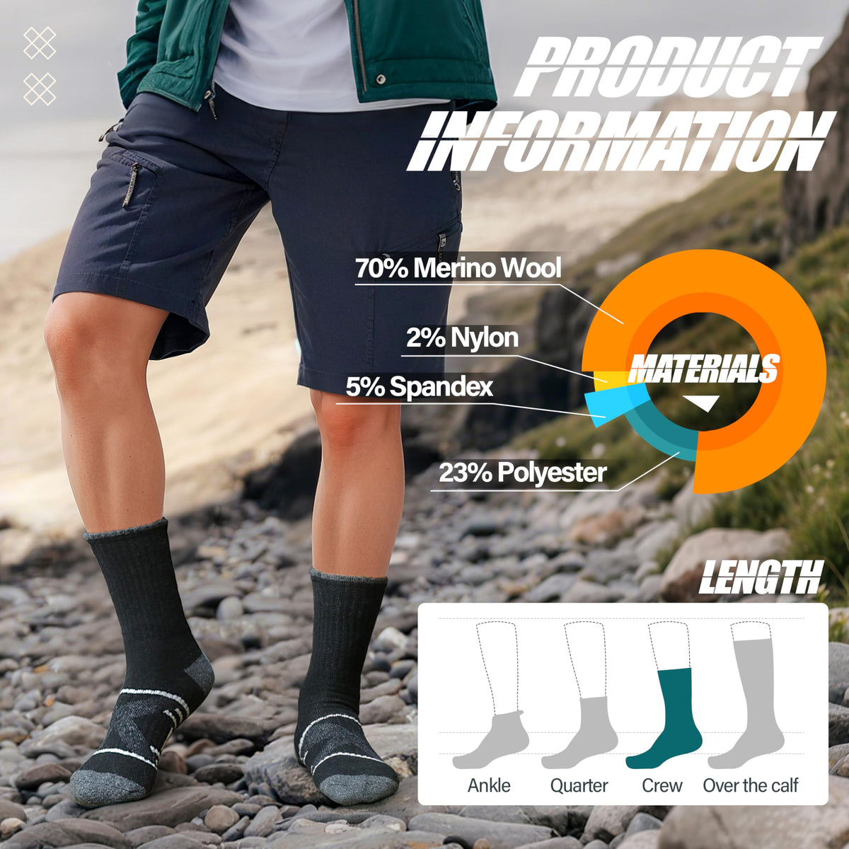ANTSANG Merino Wool Hiking Socks, Crew Boot Work Socks for Men Women 🍁 All In One Marketplace Canada