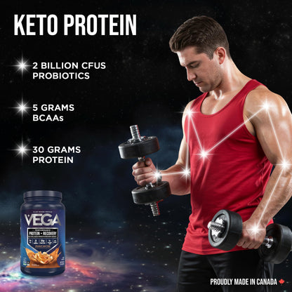 Vega Protein + Recovery, Peanut Butter – 30g Vegan Protein, Dairy & Gluten Free, Probiotics, NSF Certified, 814 g (19 Servings) 🍁 All In One Marketplace Canada