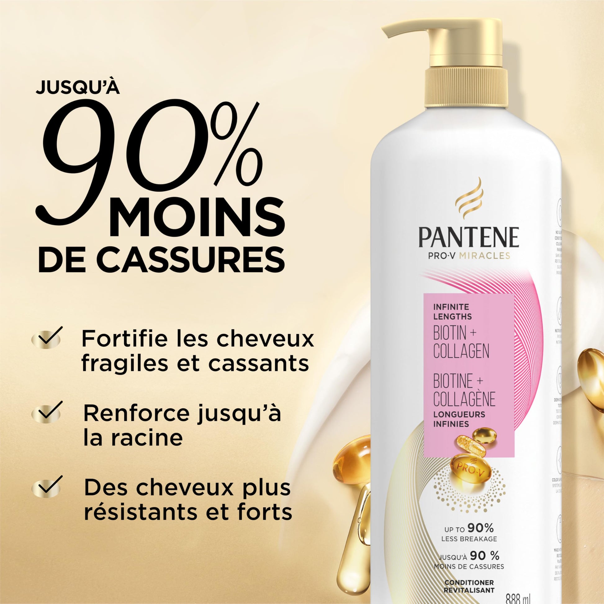 Pantene Pro-V Miracles Infinite Lengths Biotin + Collagen 1 Minute Miracle Conditioner, 888 mL Pantene