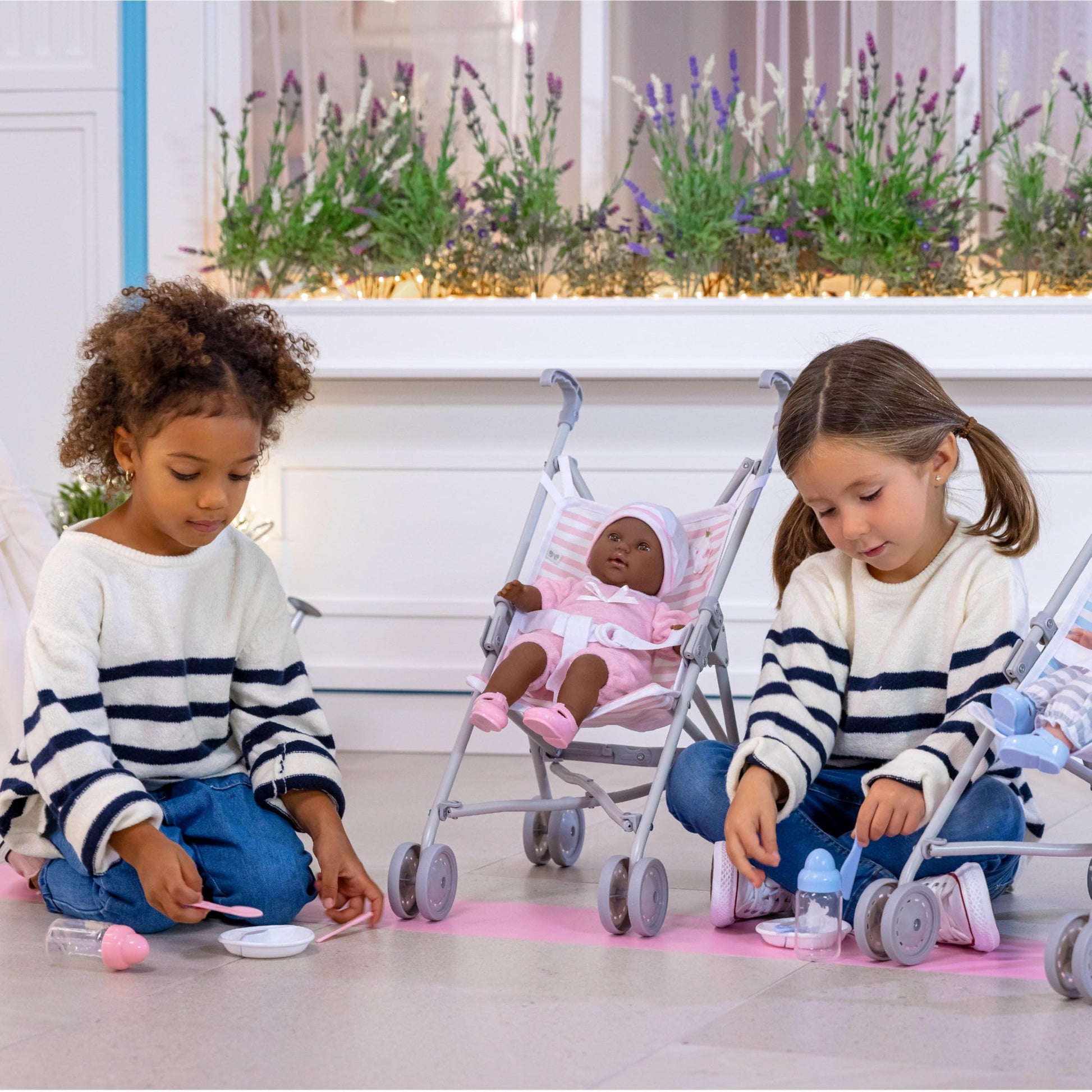 JC Toys | Berenguer Boutique | Single Umbrella Baby Doll Stroller | Elephant Theme | Pink | Ages 2 + JC Toys